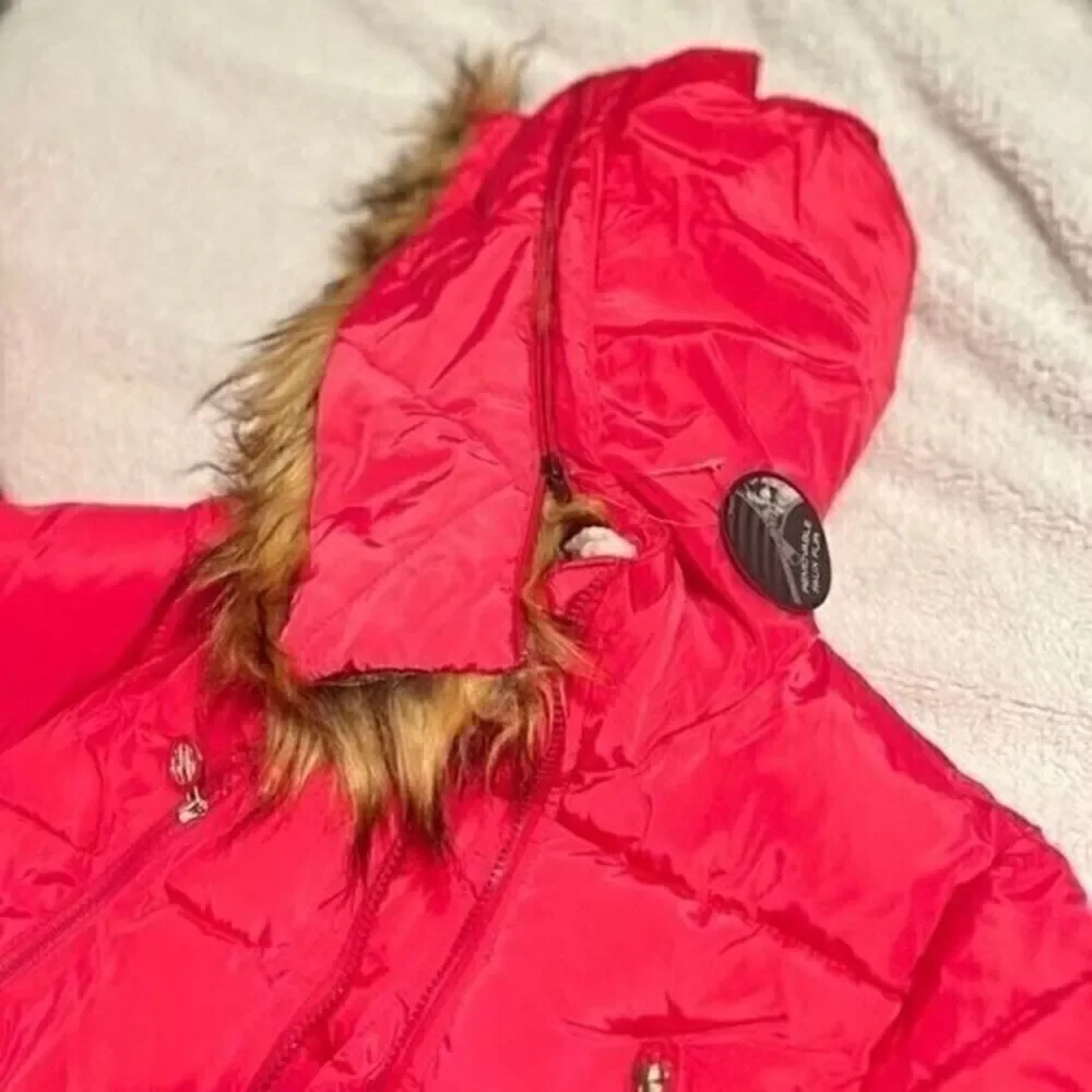 New DKNY Big Girls Long Puffer Jacket Fuschia size 16